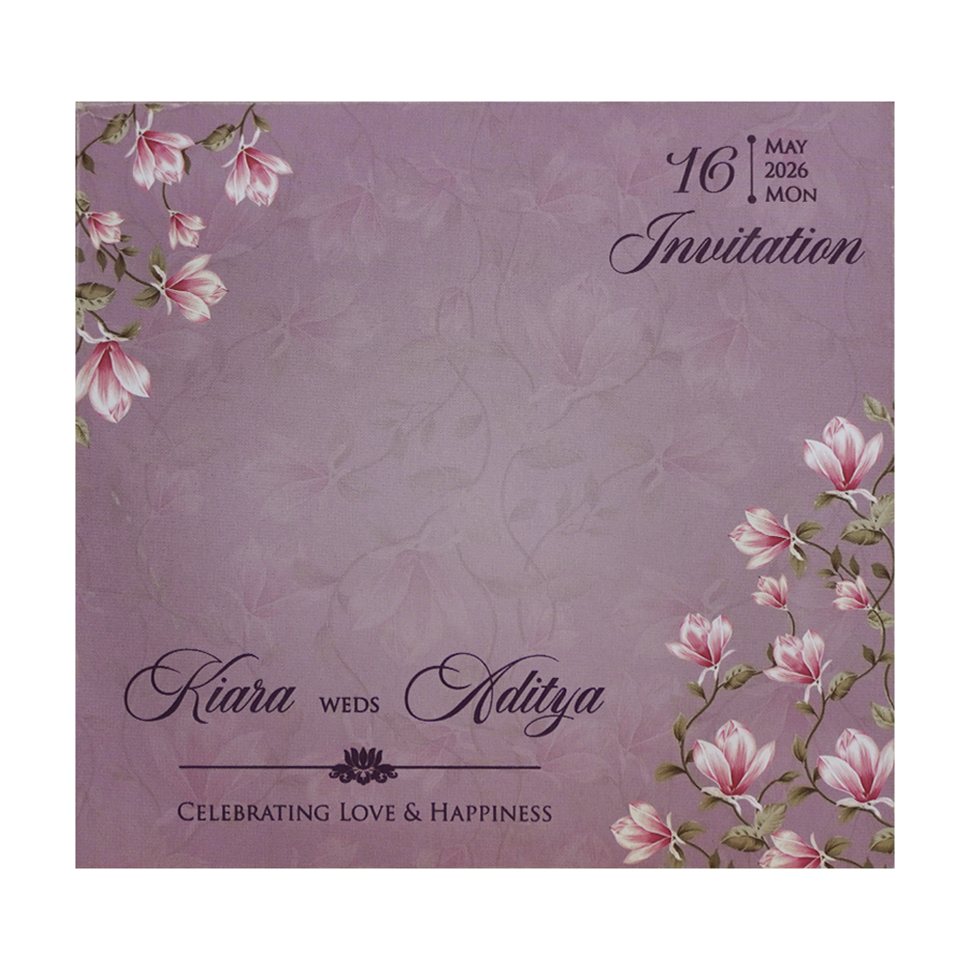 Lavender Floral Laser-Cut Hexagonal Wedding Card - KFR16100