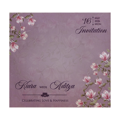 Lavender Floral Laser-Cut Hexagonal Wedding Card - KFR16100