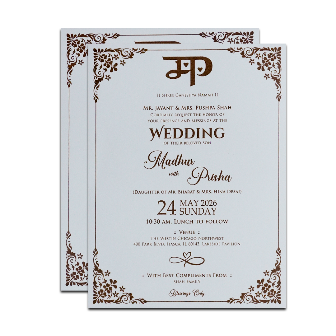 White Textured Padded Wedding Card-KSH73560