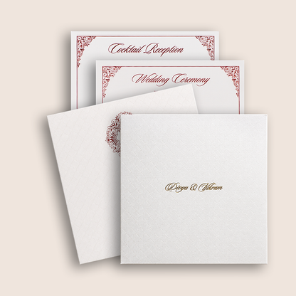 White Embossed Padded Wedding Card - KNK4021W