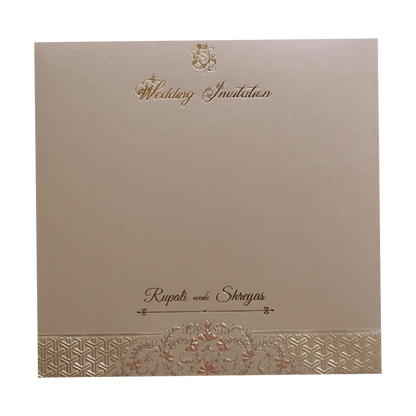Gold Geometric Padded Wedding Card -KMMWD1104