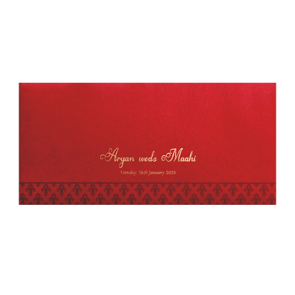 Red Gold Embossed Regal Wedding Invitation Card-KPR06270