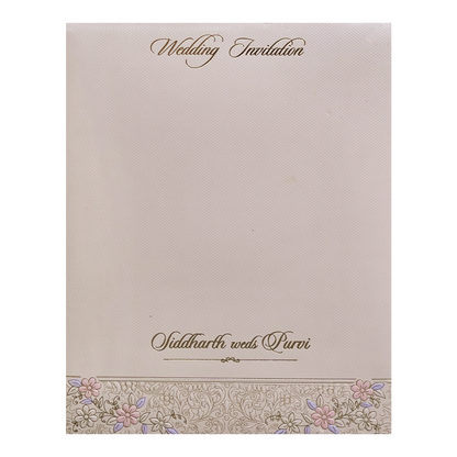 Pink Floral Embossed Padded Wedding Card - KMMWD1126