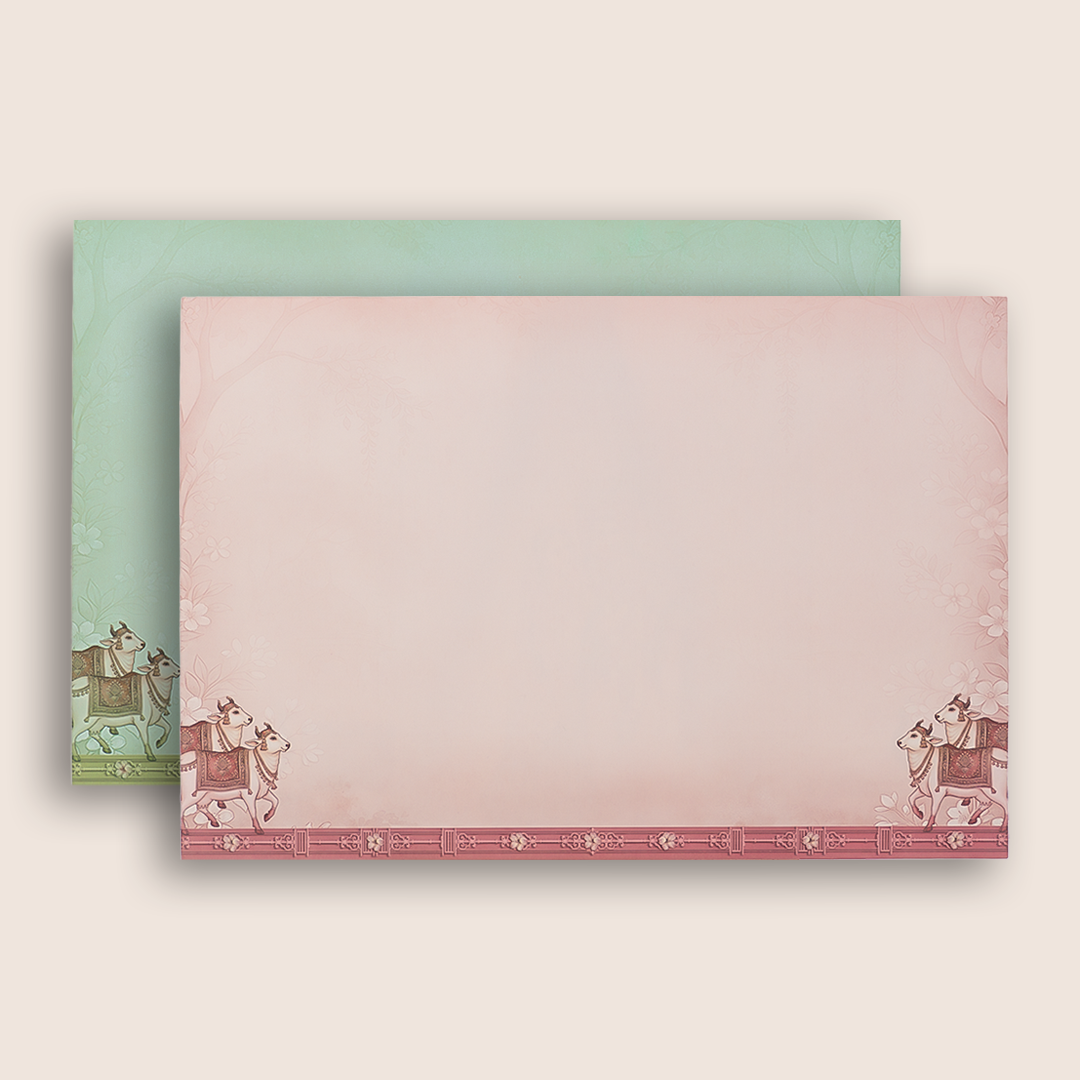 Blue Padded Radha Krishna Door Style Wedding Card - KAA06030