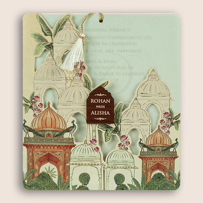 Beige Palace Door Style Laser Cut Wedding Invitation – KFR17200