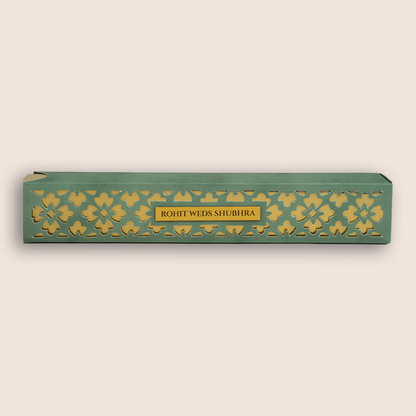 Green Laser Cut Floral Scroll Box Card - KJPS2924