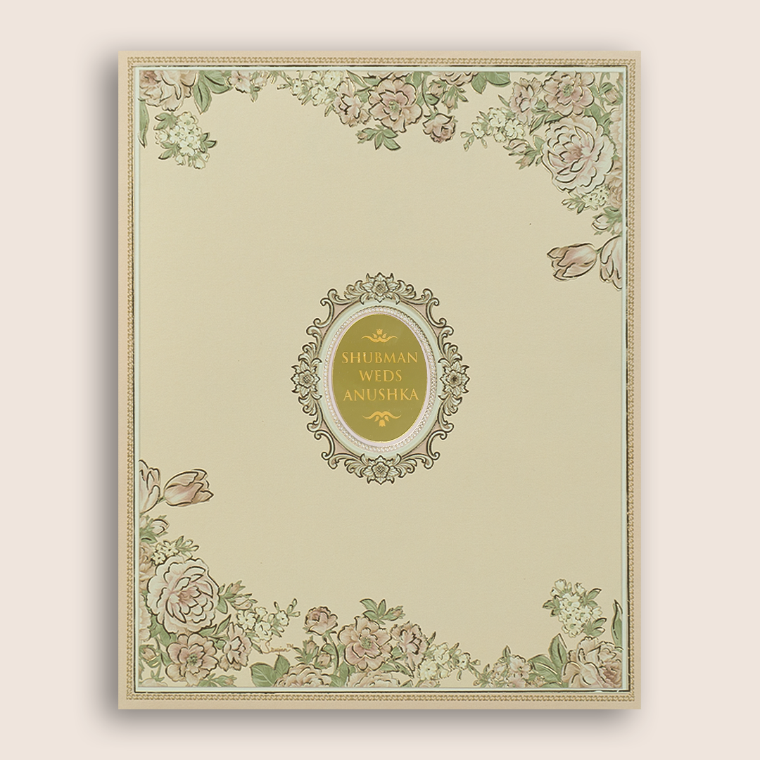 Peach Rose Floral Wedding Card - KRB54210