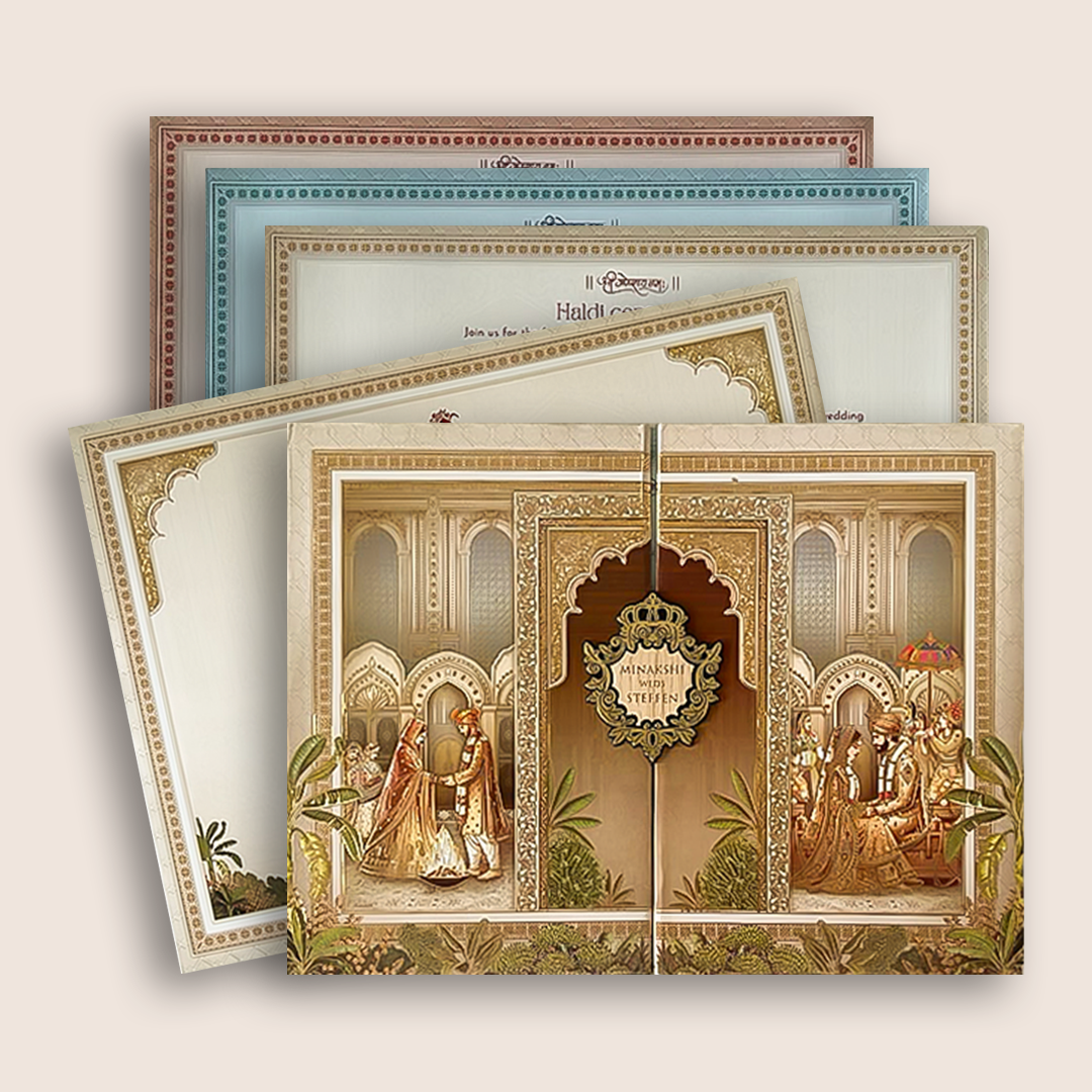 Cream Bride Groom Door Style Wedding Card - KSH72950