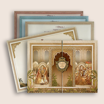 Cream Bride Groom Door Style Wedding Card - KSH72950