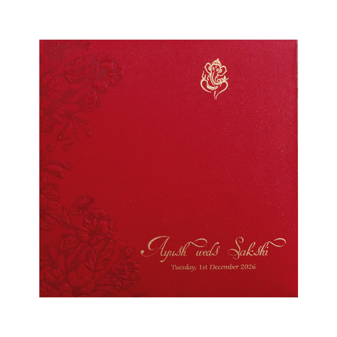Red Floral Door Style Opening Wedding Invitation-KPR06070