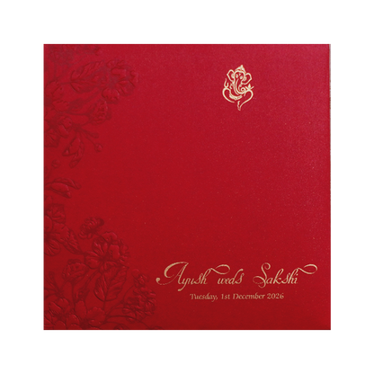 Red Floral Door Style Opening Wedding Invitation-KPR06070