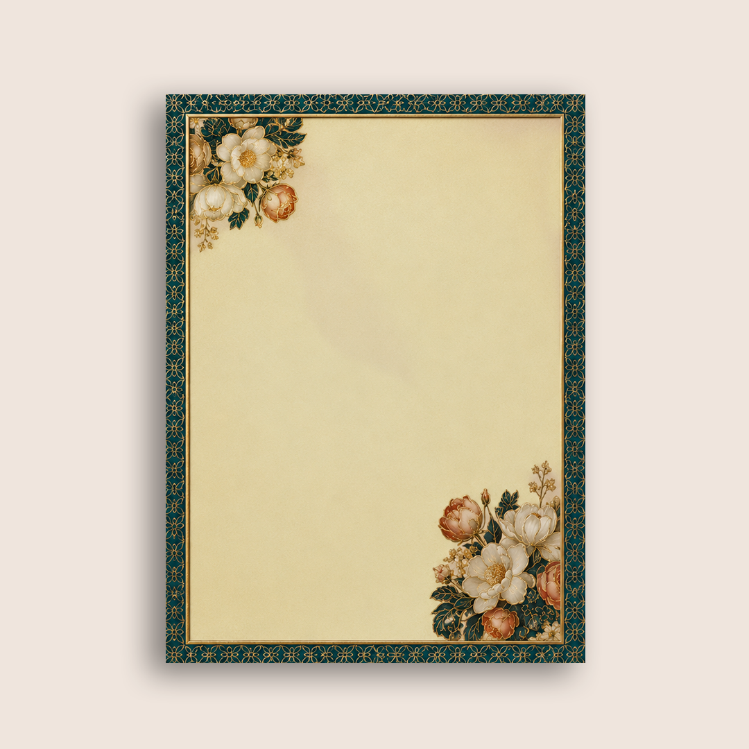 Blue Rose Floral Padded Wedding Card - KAA05590