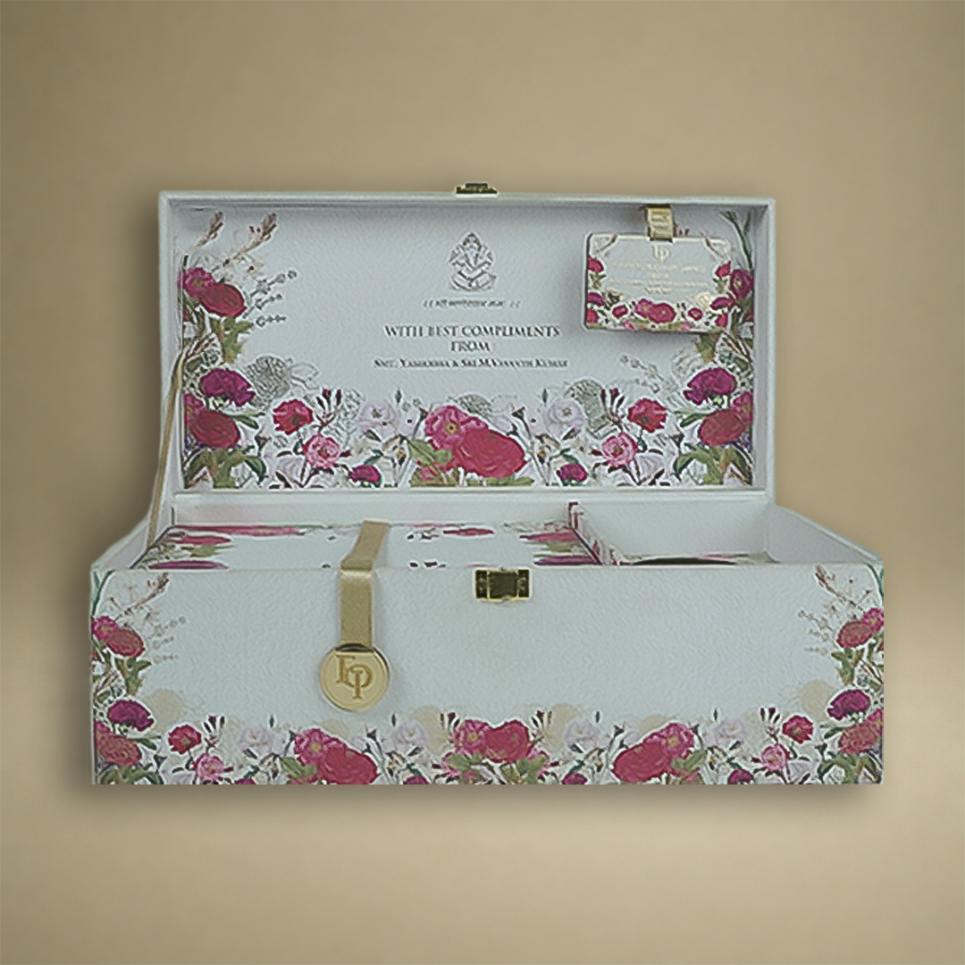 White Premium Rose Floral Luxury Invitation Box - KNLW202536