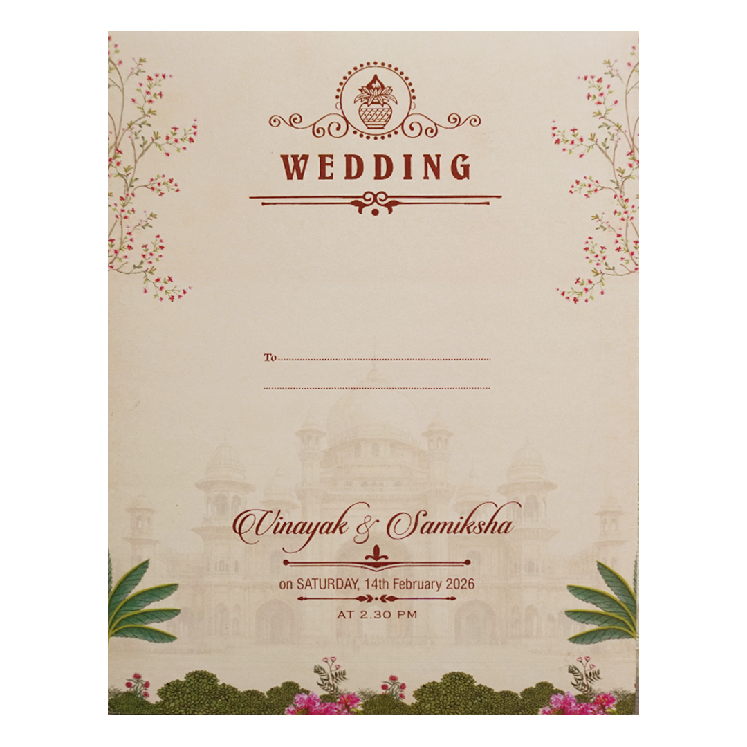 Pink Floral Theme Wedding Card  -  KNAL1401