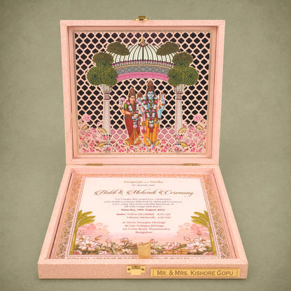 Pink Premium Temple Arch Luxury Invitation Box - KNKUP055
