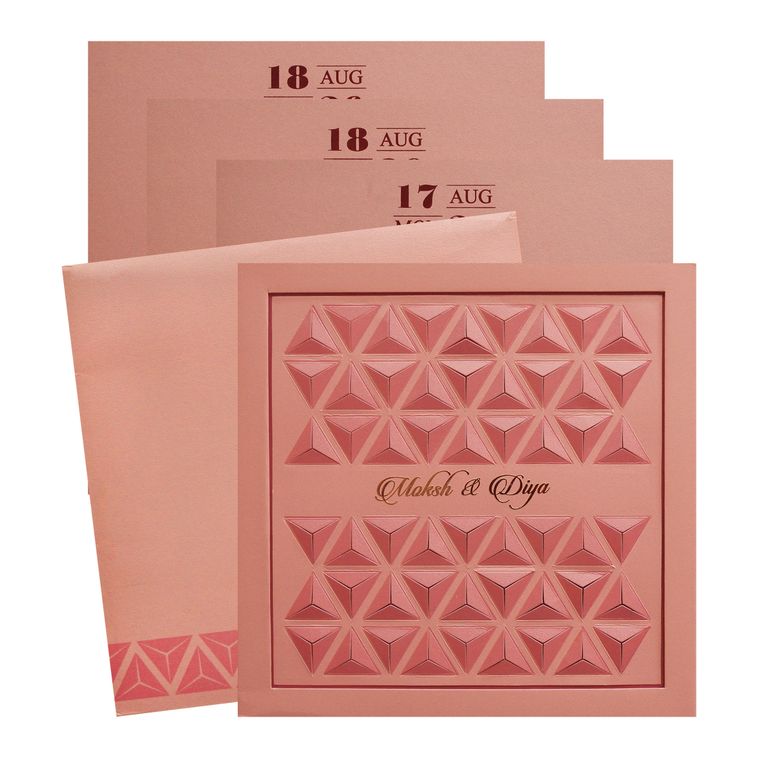 Rose Gold Padded Wedding Invitation Card-KPR24780