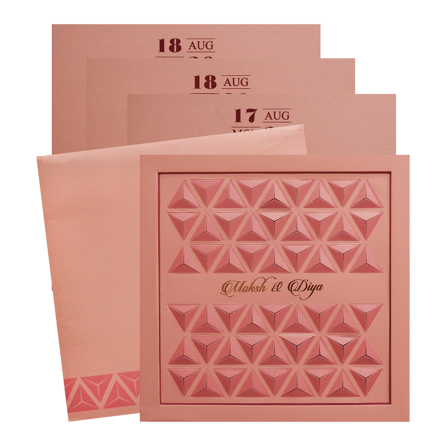 Rose Gold Padded Wedding Invitation Card-KPR24780