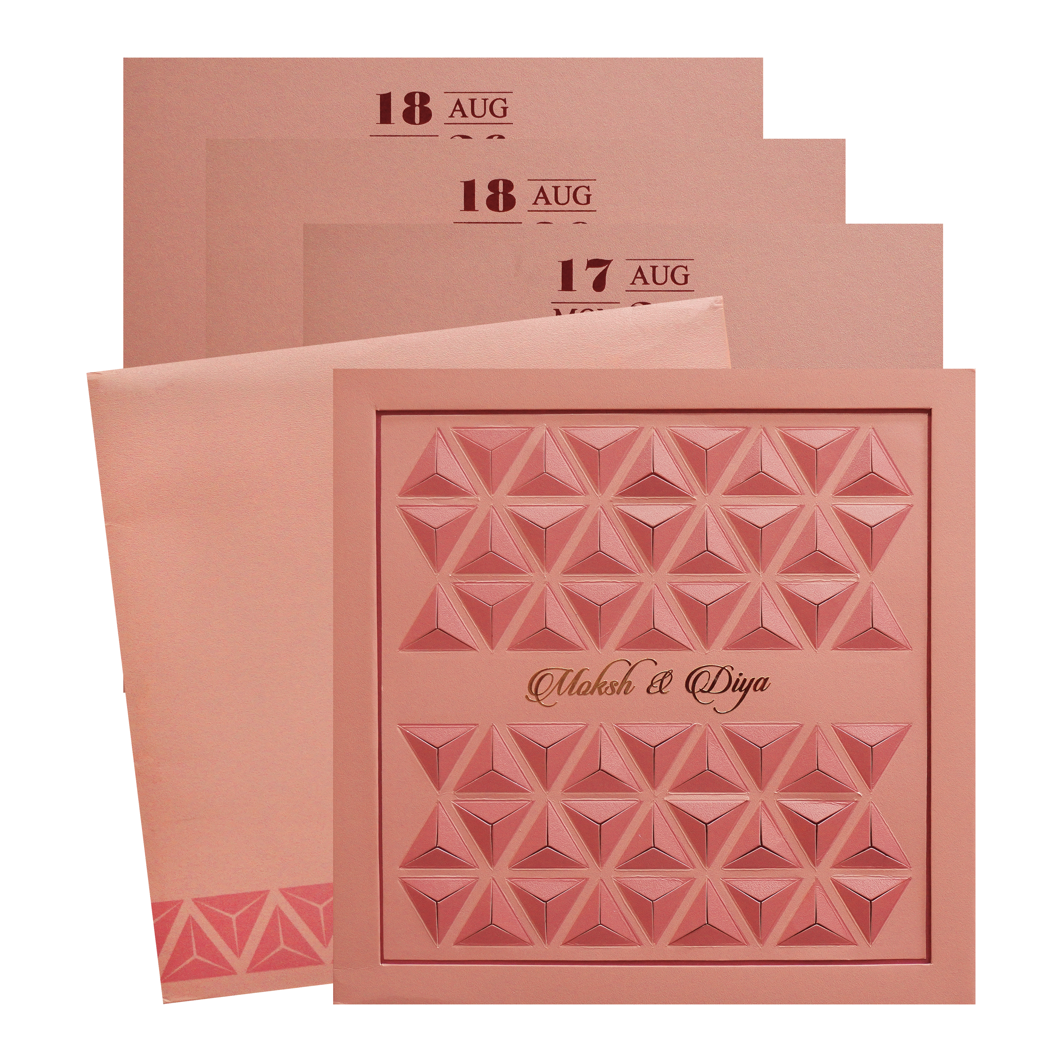 Rose Gold Padded Wedding Invitation Card-KPR24780