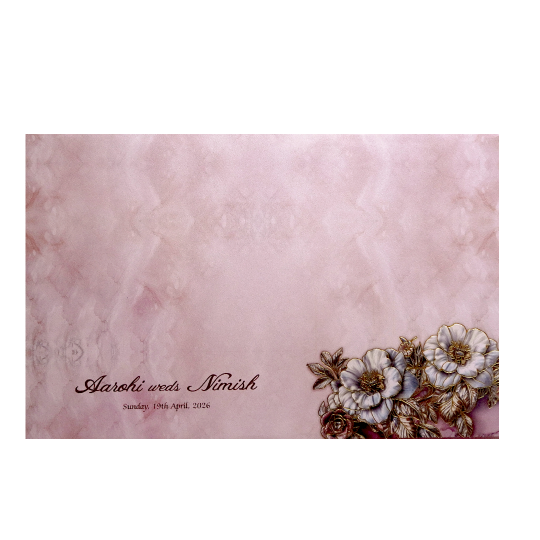 Blush Pink Floral Luxury Wedding Invitation Card-KPR24810