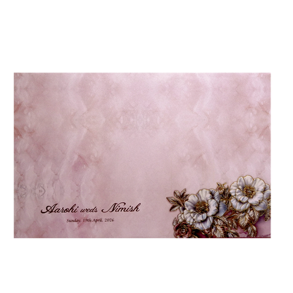 Blush Pink Floral Luxury Wedding Invitation Card-KPR24810