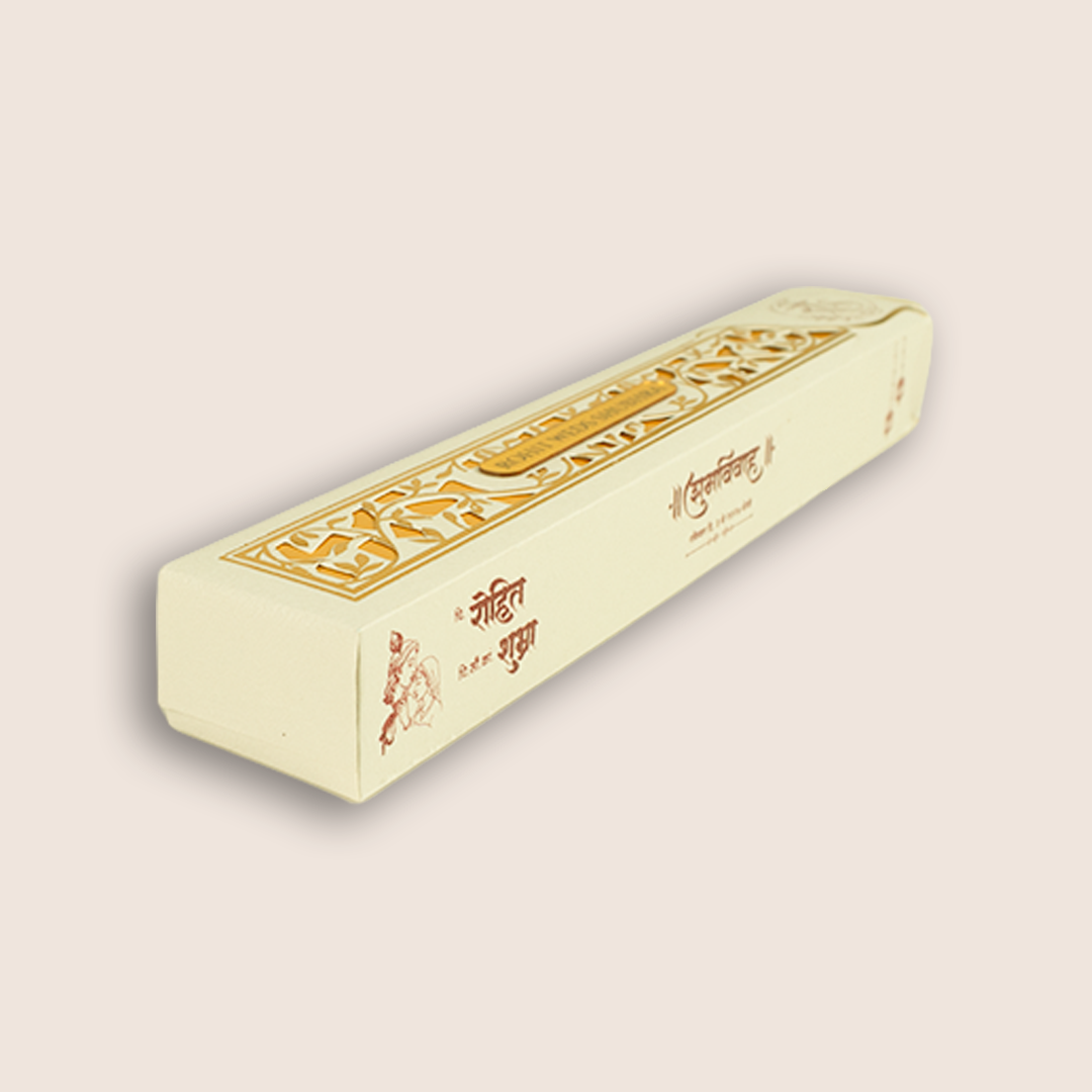 Grey Gold Foil Laser Cut Scroll Box Card - KJPS2928