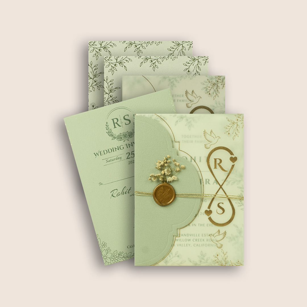 Light Grey Laser Cut Floral Wedding Card - KJP25150