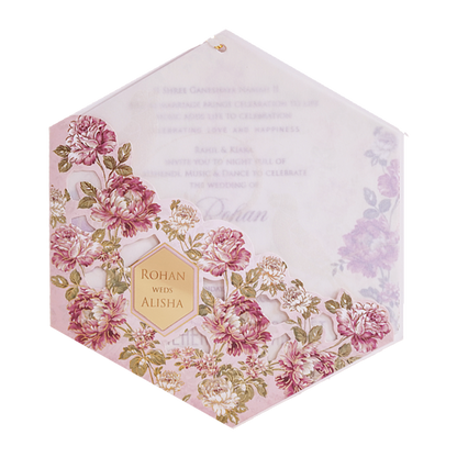 Pink Floral Parrot Laser Cut Wedding Card - KFR15170