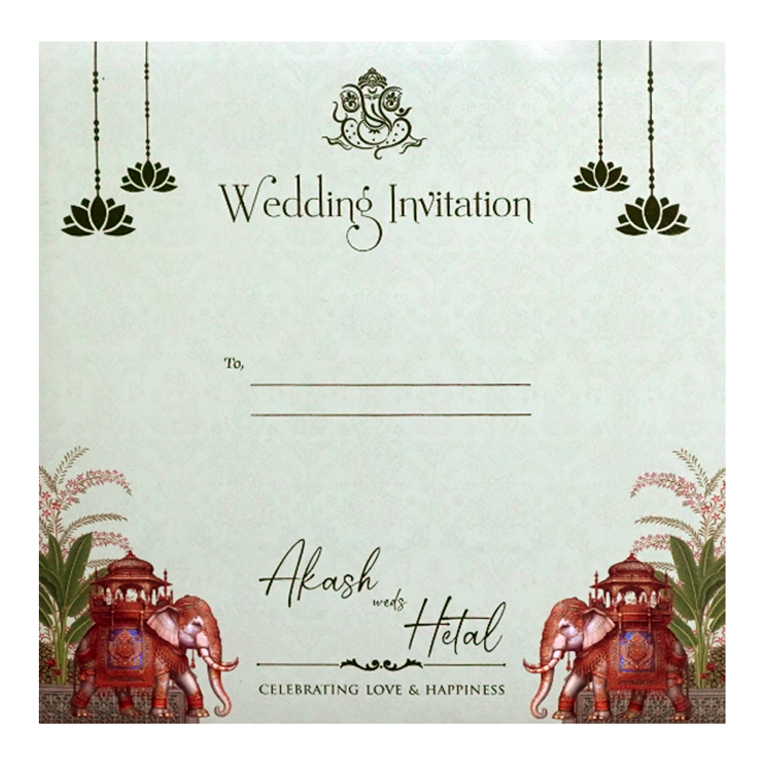 Green Heritage Padded Wedding Card - KSH72700