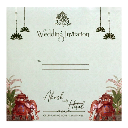 Green Heritage Padded Wedding Card - KSH72700