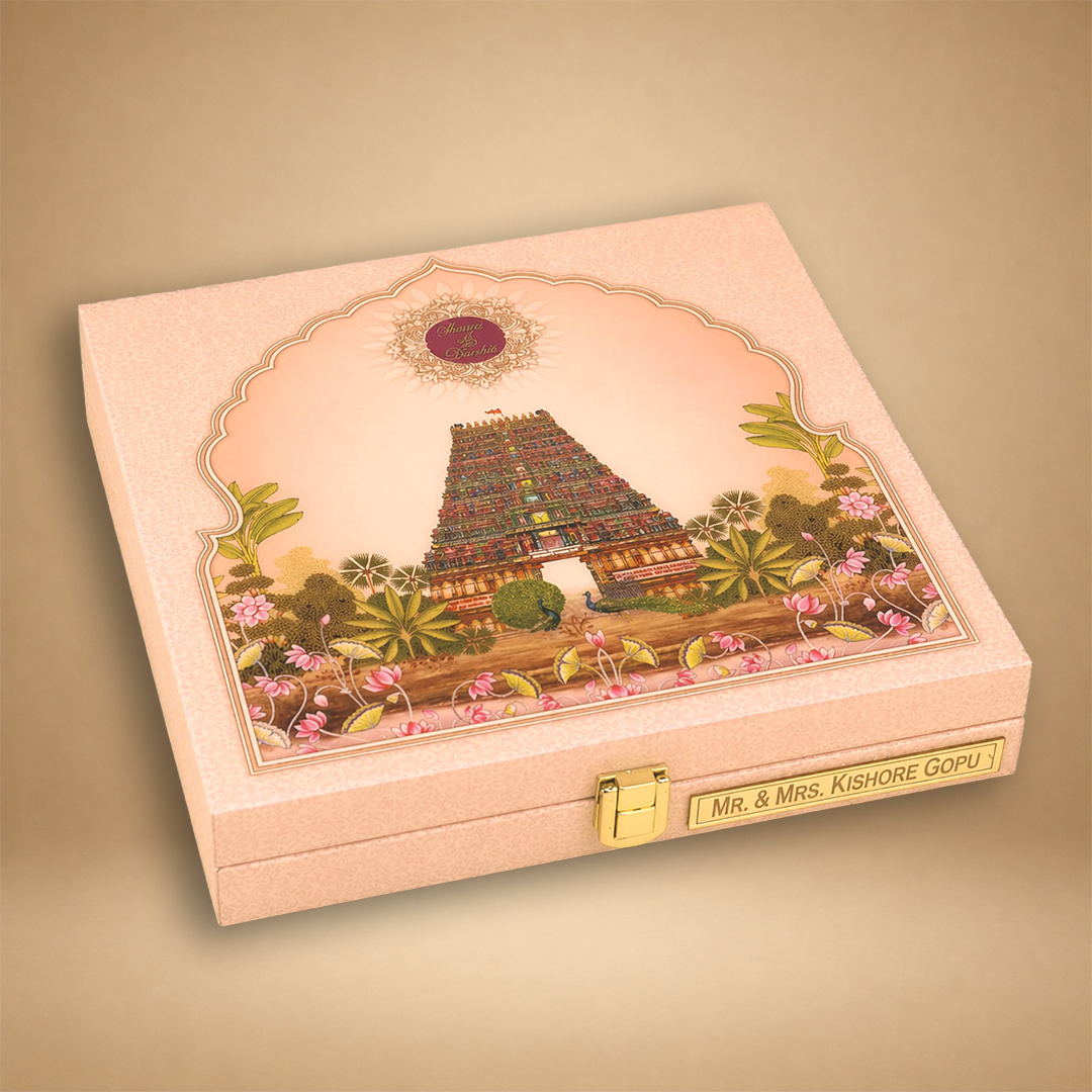 Pink Premium Temple Arch Luxury Invitation Box - KNKUP055