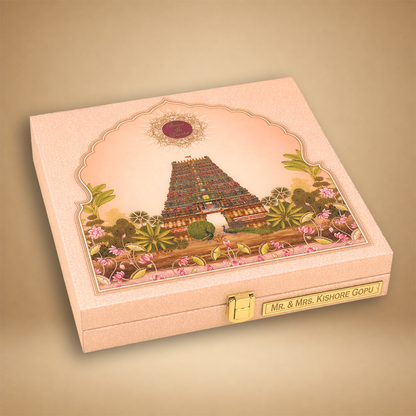 Pink Premium Temple Arch Luxury Invitation Box - KNKUP055