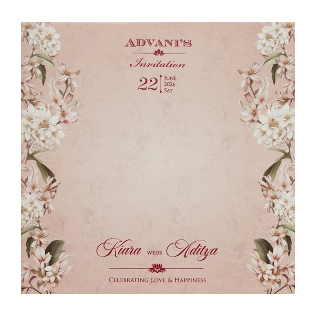 Pastel Pink Floral Cutout Wedding Card - KFR16250