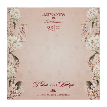 Pastel Pink Floral Cutout Wedding Card - KFR16250