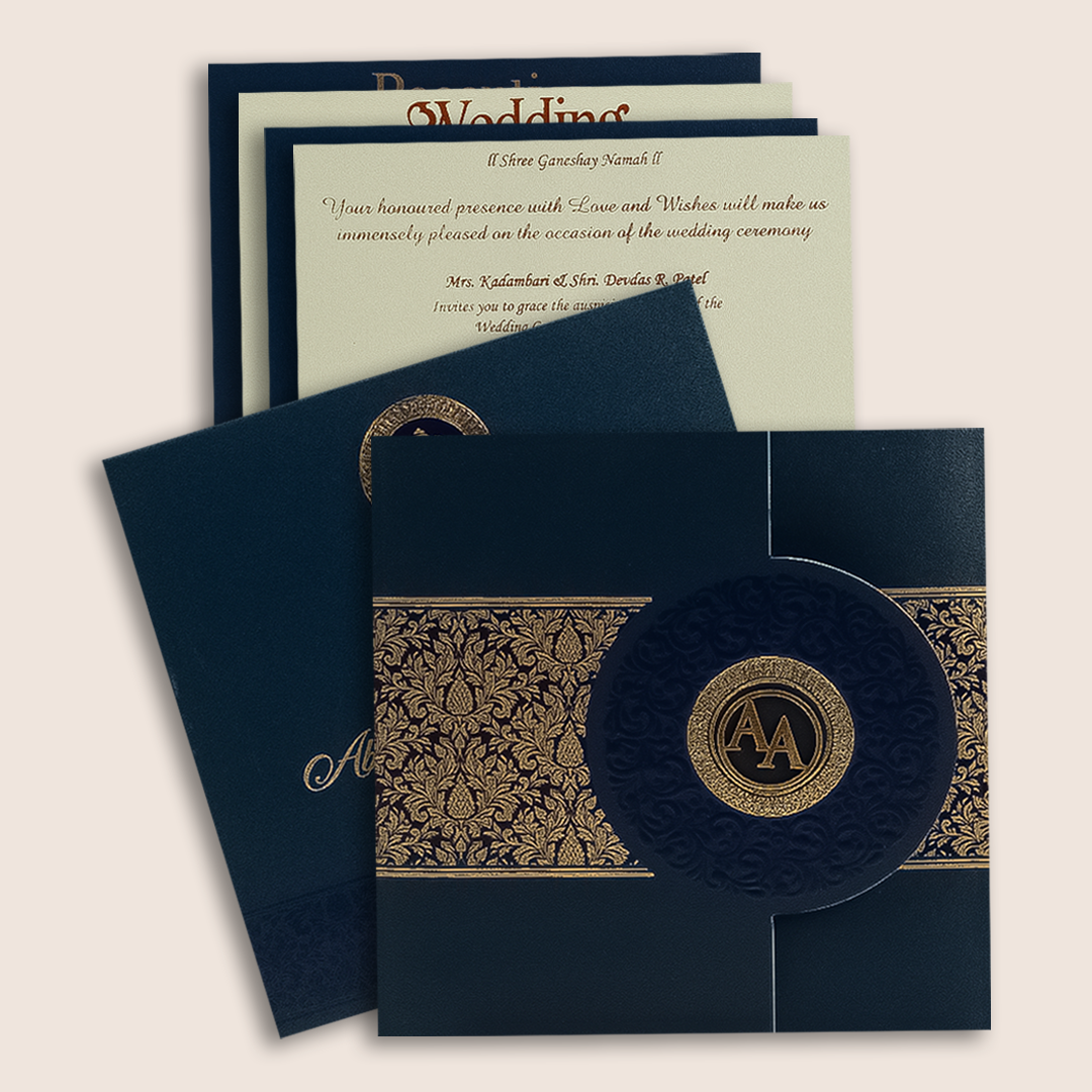 Blue Floral Door Style Marriage Card - KPR05360