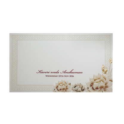 Ivory Lotus Gold Foil Luxury Wedding Invitation Card-KPR24600