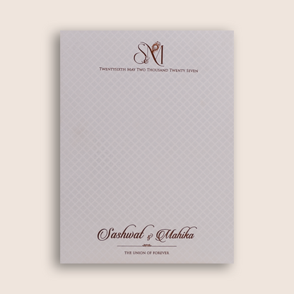 Ivory Embossed Royal Elephant Wedding Card - KRE29140