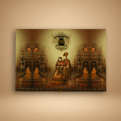 Brown Royal Bride Groom Luxury Box Invitation - KSBMD040