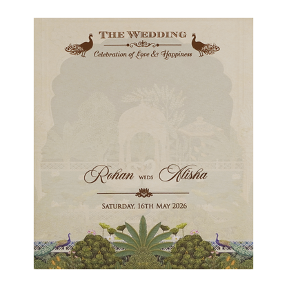 Luxury Cream Garden Laser-Cut Wedding Card - KFR16220