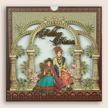 Brown Bride Groom Laser Cut Invitation Card - KFR17100