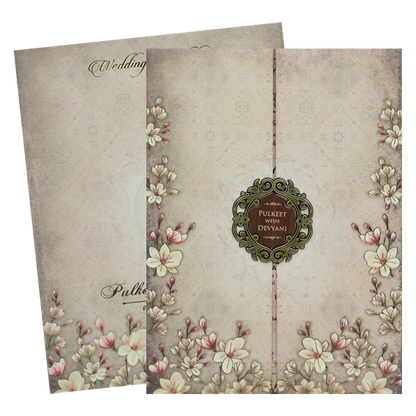 Check out Grey Floral Padded Wedding Card at best price. ✅WhatsApp   Support✅Express Delivery|King of cards.