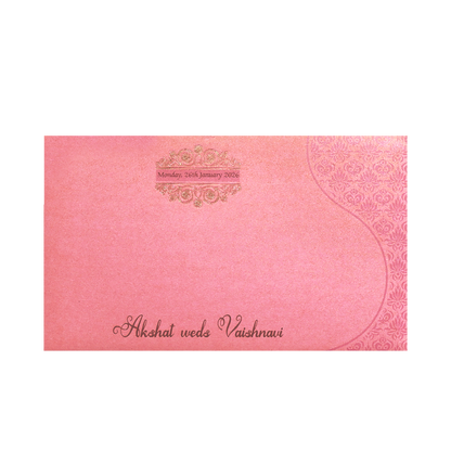 Pink Gold Foil Embossed Floral Wedding Invitation Card-KPR06430
