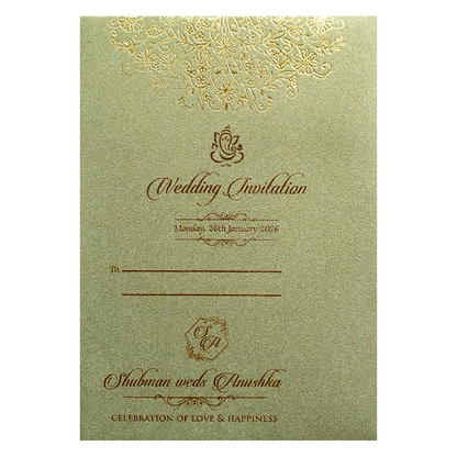 Gold Padded Embossed Floral Wedding Invitation Card-KRB08350