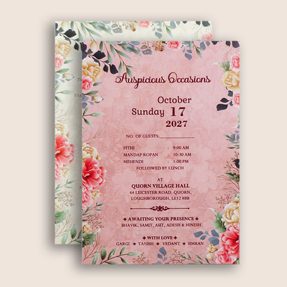 Cream Floral Wedding Invitation - KVN05720