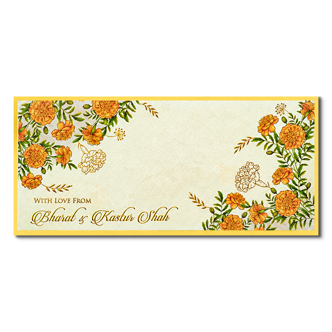 Yellow Marigold Floral Money Envelope - KJTSMEG18