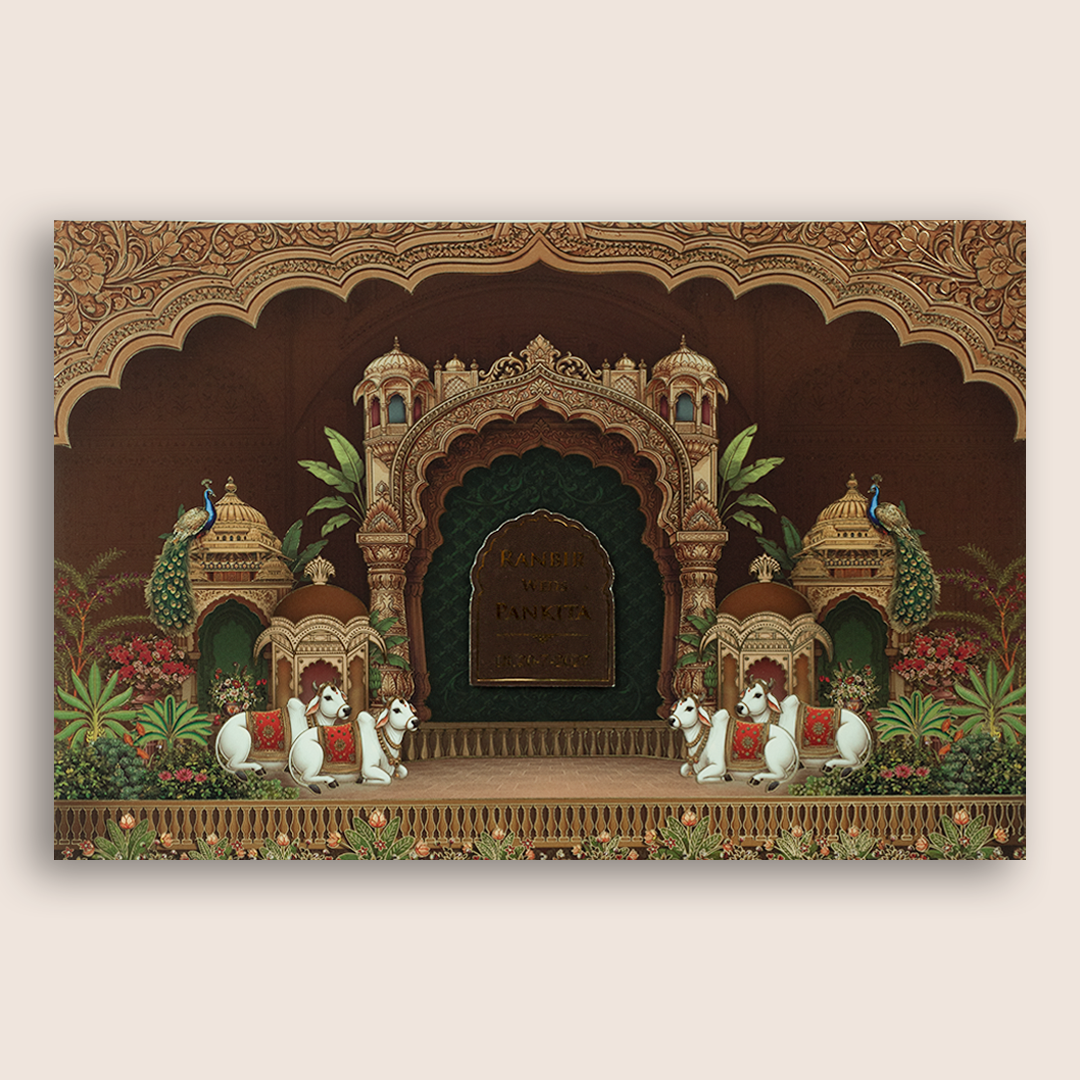 Brown Royal Palace Padded Invitation Card - KSH18030