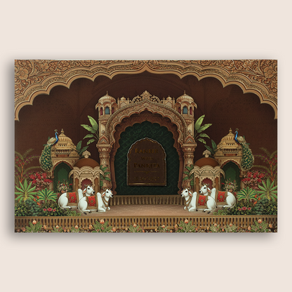 Brown Royal Palace Padded Invitation Card - KSH18030
