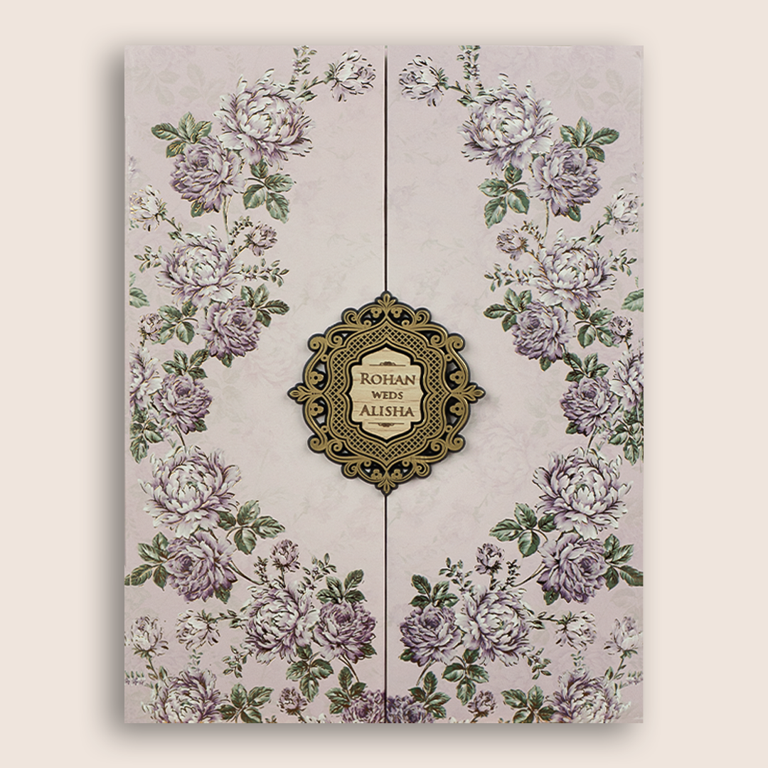 Lavender Floral Door Style Padded Marriage Card - KFR17340