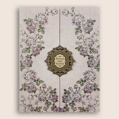 Lavender Floral Door Style Padded Marriage Card - KFR17340