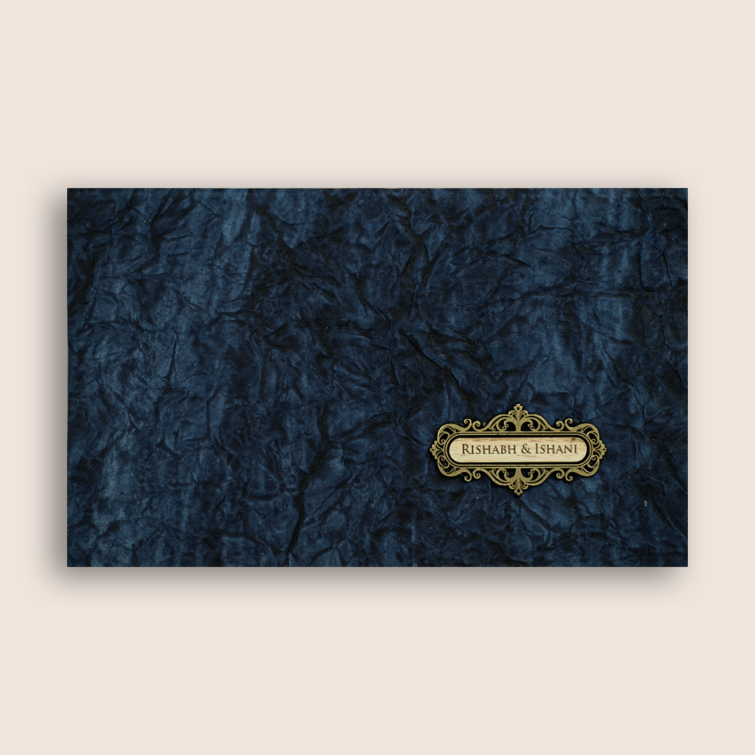 Dark Blue Handmade Paper Marriage Card - KPR07430