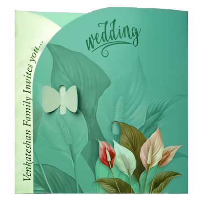 Green Floral Wedding Card - KNTH9613G
